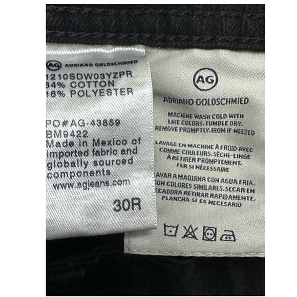 AG Adriano Goldschmied Tapered Jeans Relaxed Fit Belt Loop Zip Fly Black 30 NWT - Picture 10 of 10